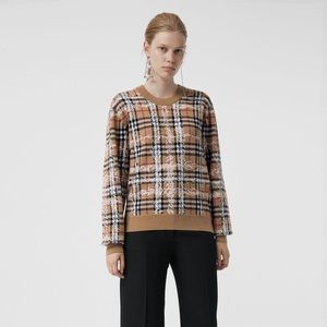 Burberry Kern Scribble Check Merino Wool Sweater